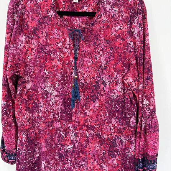 Frye and Co Dress XL Midi Floral Tassel Rayon Western Peasant Boho Canyon - Picture 6 of 8